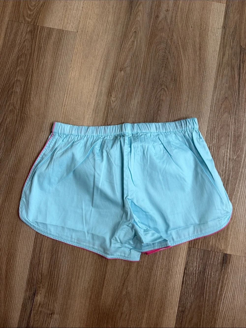 NEW LAKE Pajama Shorts Baby Blue Pink Tie Waist Sleepwear Cotton Size XS